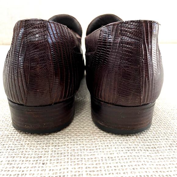 John Weitz Genuine Lizard Dress Loafers, Slip on, Pointed toe, Men's 9 - Picture 10 of 12